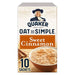 Quaker Oat So Simple Sweet Cinnamon 10 Sachets 330g Oats, Grits & Hot Cereal Quaker   