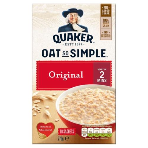 Quaker Oat So Simple Original 10 Sachets 270g Oats, Grits & Hot Cereal Quaker   