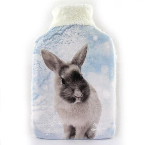 Cosy Snug Hot Water Bottle Fleece Cover Bunny 2L FabFinds