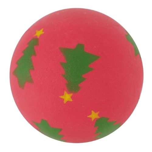 Cupid & Comet Festive Rubber Doggy Ball Toy Dog Toys Rosewood Red Christmas Trees  