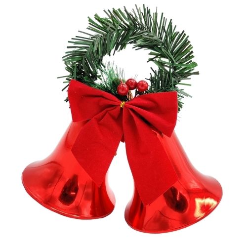 Hanging Christmas Twin Bell Berries Christmas Baubles, Ornaments & Tinsel FabFinds Red  