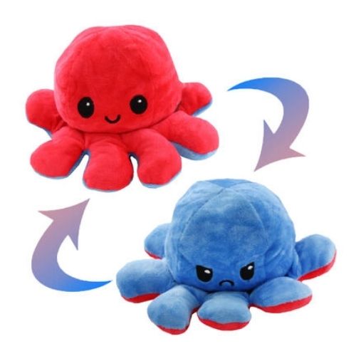 Reversible 2-in-1 Flip'Ems Plush Octopus Toy Assorted Colours Toys FabFinds Red/Blue  