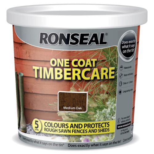 Ronseal One Coat Timbercare Medium Oak 5L | FabFinds