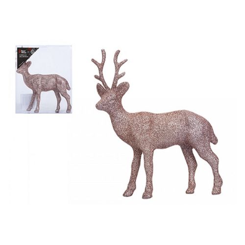 Rose Gold Glitter Standing Reindeer Christmas Decorations Snow White   