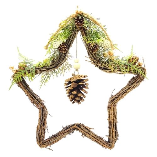 Rustic Star Christmas Wreath 33cm Christmas Garlands, Wreaths & Floristry The Satchville Gift Company   