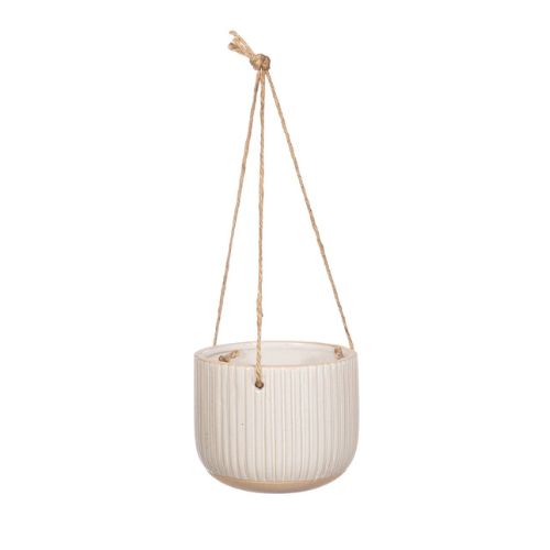 Sass & Belle Grooved Hanging Planter Off White Plant Pots & Planters Sass & Belle   