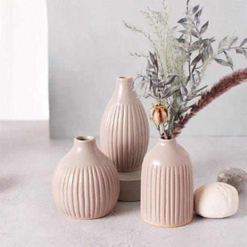 Sass & Belle Grooved Bud Vases Grey - Set Of 3 Home Decoration Sass & Belle   