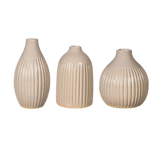 Sass & Belle Grooved Bud Vases Grey - Set Of 3 Home Decoration Sass & Belle   