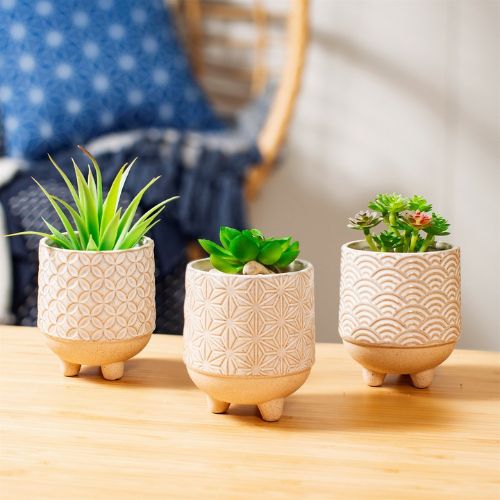 Sass & Belle Japandi Mini Planters Set of 3 Plant Pots & Planters Sass & Belle   