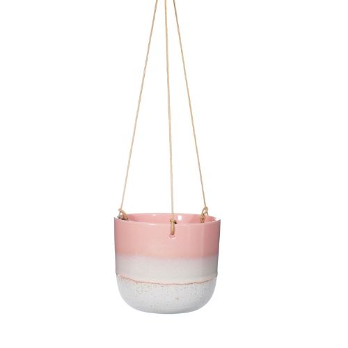 Sass & Belle Mojave Glaze Pink Hanging Planter Plant Pots & Planters Sass & Belle   