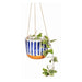 Sass & Belle Paros Blue Stripe Hanging Planter Plant Pots & Planters Sass & Belle   