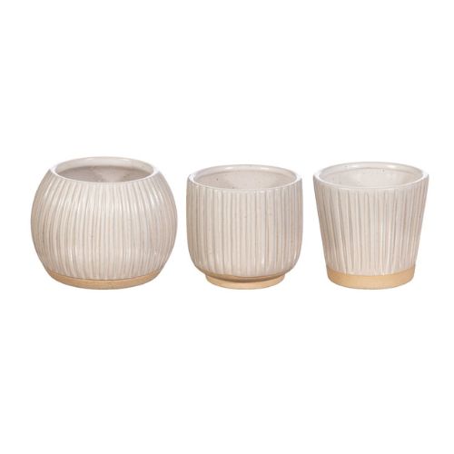 Sass & Belle White Grooved Small Planter Plant Pots & Planters Sass & Belle   