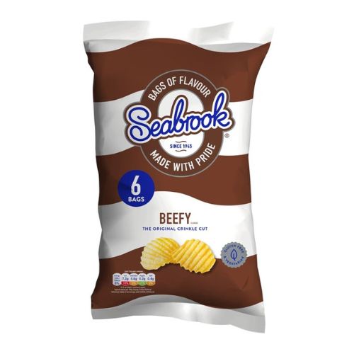 Seabrook Beefy Crinkle Cut Crisps 6 Pk 160g Crisps, Snacks & Popcorn Seabrook   
