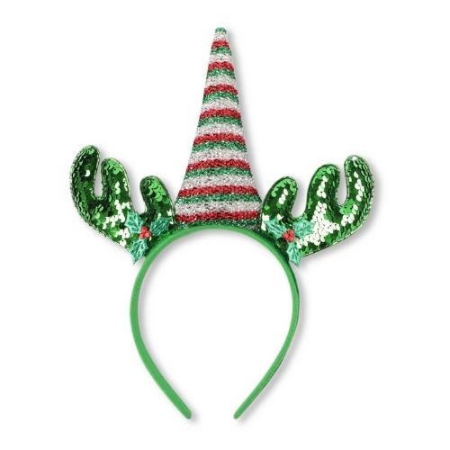 Sequin Reindeer Headband Assorted Colours Christmas Accessories FabFinds Green  