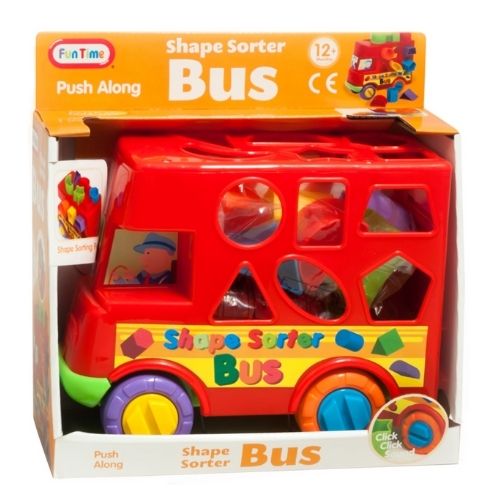 Fun Time Shape Sorter Bus Push Along Toy Toys Fun Time   