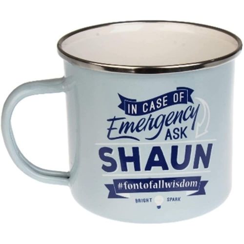 Enamel Personalised Coffee Mug Shaun Mugs FabFinds   