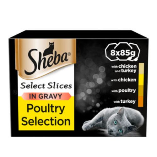 Sheba Select Slices Poultry In Gravy Cat Food Trays 8x85g Cat Food Sheba   