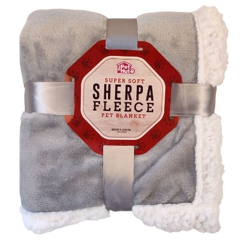 The Pet Hut Super Soft Sherpa Fleece Pet Blanket Dog Beds The Pet Hut Light Grey  