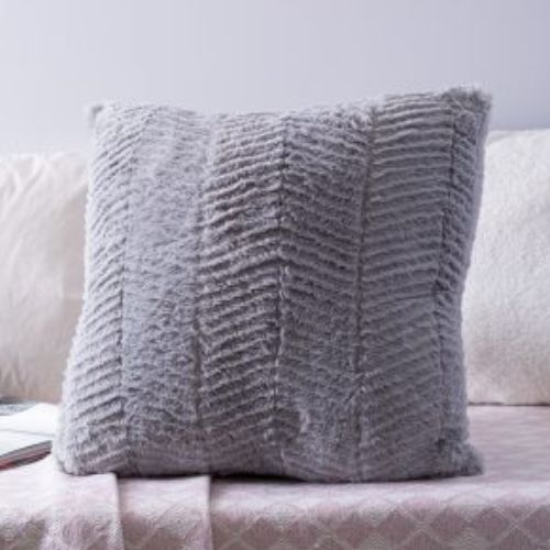 Silentnight Grey Faux Fur Cushion Cushions Silentnight   