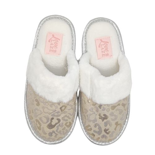 Love To Laze Silver Foil Animal Print Ladies Slippers Slippers Love to Laze   