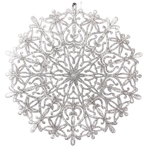 Glitter Snowflake Christmas Decoration 34cm Assorted Colours Christmas Festive Decorations FabFinds Silver  