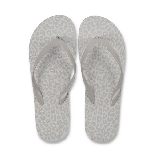 Silver & White Leopard Pattern Flip Flops Assorted Sizes Summer FabFinds   