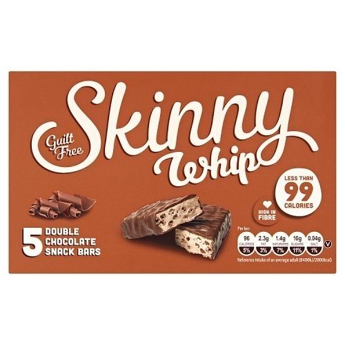 Skinny Whip Bars Double Chocolate 5pk 25g Biscuits & Cereal Bars skinny bars   