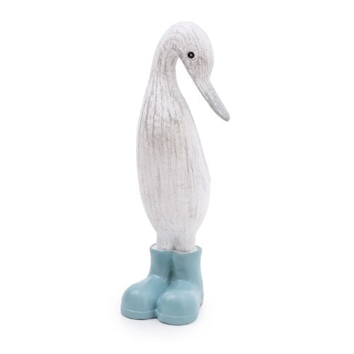 Small Resin Duck Ornament in Light Blue Wellies 23cm Home Decorations Candlelight   