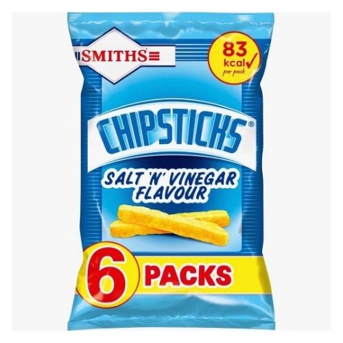 Smith's Chipsticks Salt 'N' Vinegar Crisps 6 x 17g Crisps, Snacks & Popcorn smiths   