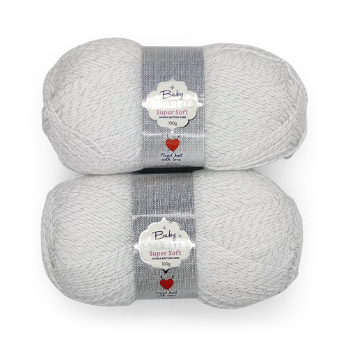 SparkleBaby Super Soft Pastel Knitting Yarn 2x100g Assorted Colours Knitting Yarn & Wool FabFinds White  