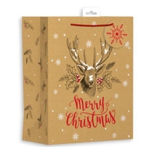 Stag Merry Christmas Gift Bag Large Christmas Gift Bags & Boxes FabFinds   