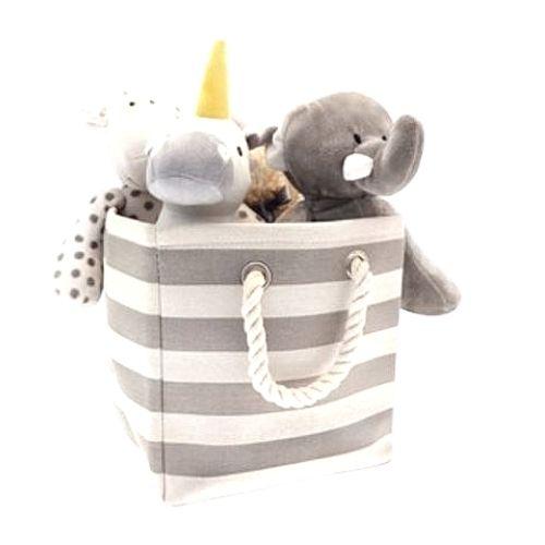Folding Storage Tote Stripe Design In Assorted Colours Kids Storage Country Club Grey & White  