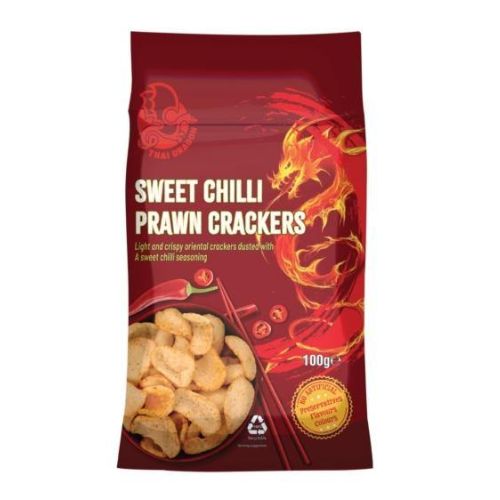 Thai Dragon Sweet Chilli Prawn Crackers 100g Crisps, Snacks & Popcorn Thai Dragon   