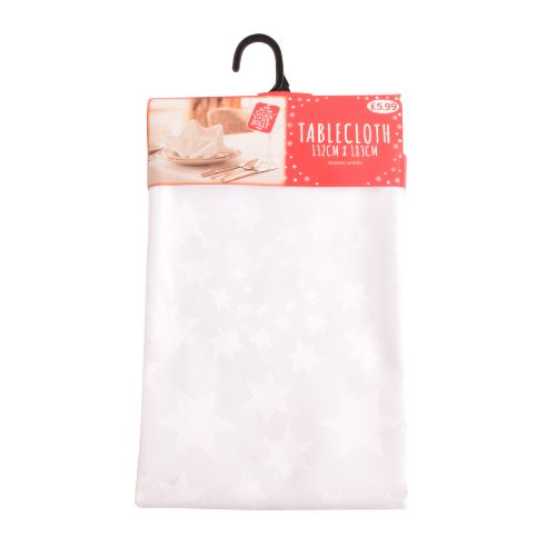 White Star Christmas Tablecloth 132cm x 183cm Christmas Tableware FabFinds   