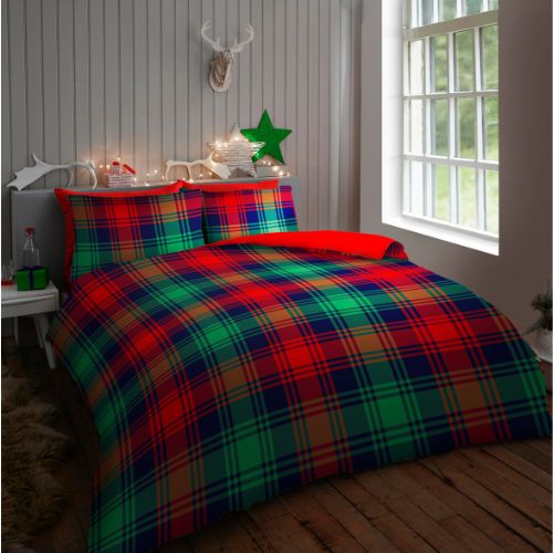 Coloroll Bedding Coloroll Tartan Christmas Duvet Set Assorted Sizes - FabFinds