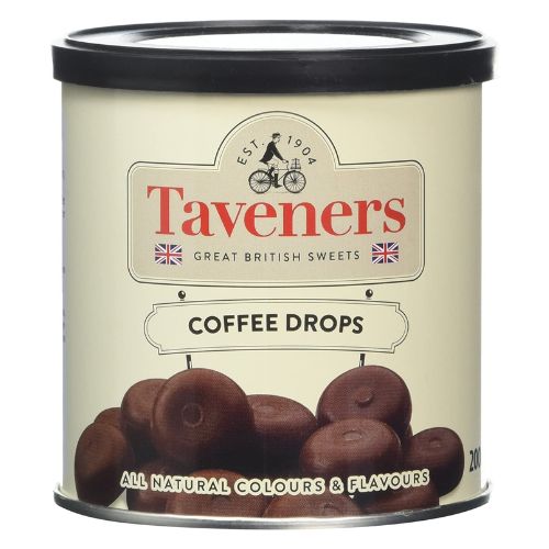 Taveners Coffee Drops Hard Boiled Sweets Tub 200g Sweets, Mints & Chewing Gum Taveners   