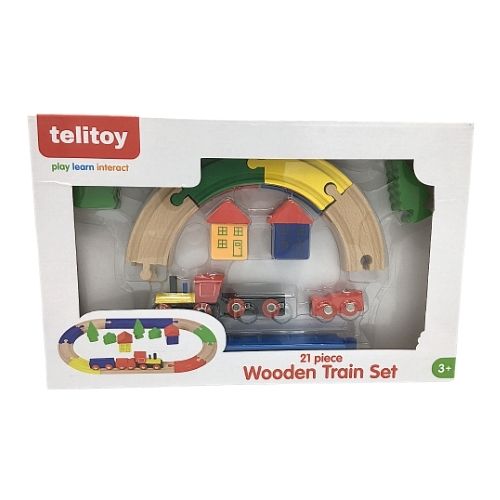 Telitoy 21 Piece Wooden Train Set Educational Toys Telitoy   