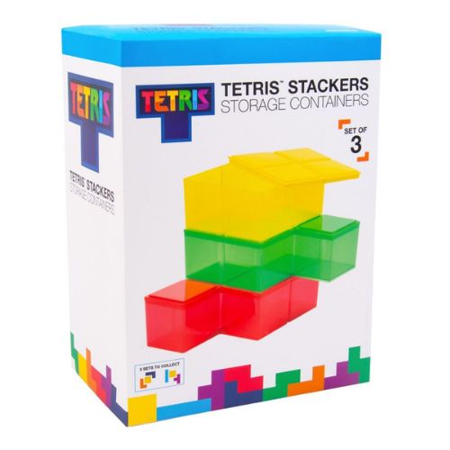Tetris Stackers Storage Containers Set of 3- Assorted Colours Storage Boxes Tetris Red Green & Yellow  