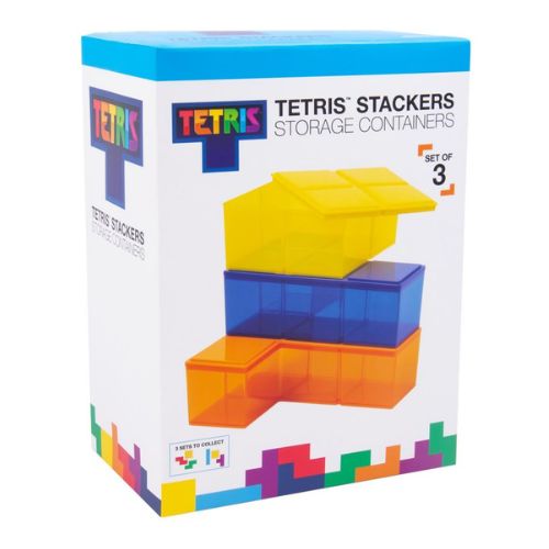 Tetris Stackers Storage Containers Set of 3- Assorted Colours Storage Boxes Tetris Yellow Orange & Blue  