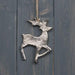 Silver Metal Textured Reindeer Decoration 12cm Christmas Decorations The Satchville Gift Company   