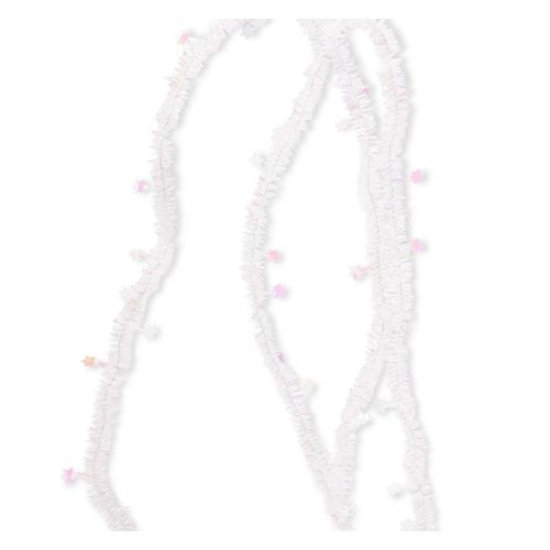 Thin Iridescent White Tinsel With Stars 7M Christmas Tinsel FabFinds   