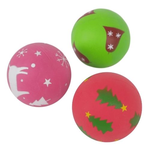 Cupid & Comet Festive Rubber Doggy Ball Toy Dog Toys Rosewood   