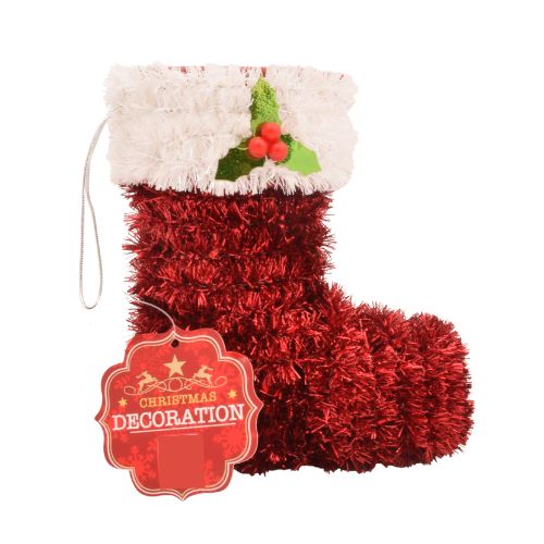 Hanging Mini Tinsel Decoration Assorted Styles Christmas Decorations FabFinds Boot  