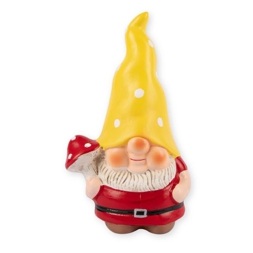 Toadstool Gnome Garden Ornament 19cm Garden Decor FabFinds Yellow Hat  