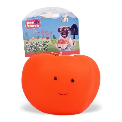 Smiley Squeaky Fruit n' Veg Dog Toys Assorted Designs Dog Toys Pet Touch Rich Tomato  