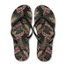 Black Tropical Leaf Patterned Flip Flops Assorted Sizes Summer FabFinds   