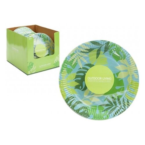 Tropical Palm Design Paper Plate 9" 8 Pack Disposable Plates PMS   
