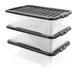 32 Litre Plastic Storage Underbed Box with Lid - Set of 3 Storage Boxes FabFinds   