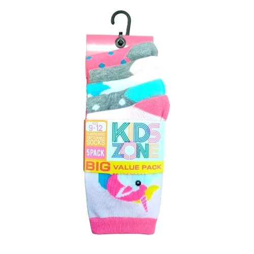 Kids Zone Girls Unicorn, Spot and Star Socks 5 Pairs Assorted Sizes Socks FabFinds   