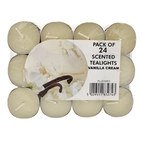 Vanilla Cream Scented Tealights Pack of 24's Candles FabFinds   